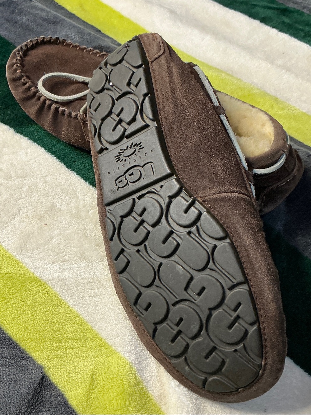 UGG Women’s Brown Suede Moccasin Slippers with Shearling Lining Size 9 - Picture 10 of 16